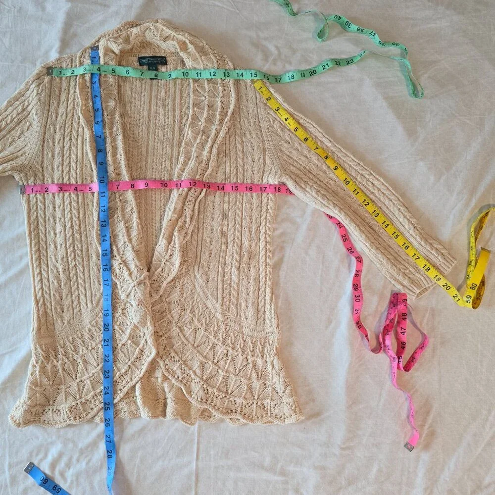 Lauren Jeans Company Ralph Lauren Creme Cotton Romantic Lace Knit Sweater Medium